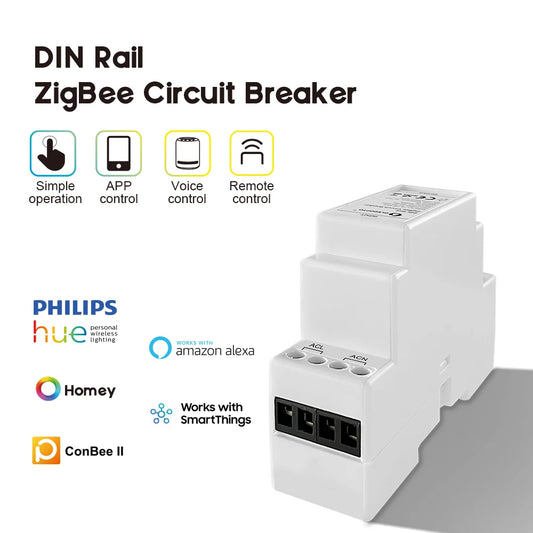 Gledopto ZigBee Pro Din Rail Circuit Breaker Power Meter Energy Monitoring Tuya Smart Life App Remote Control Power Data Display