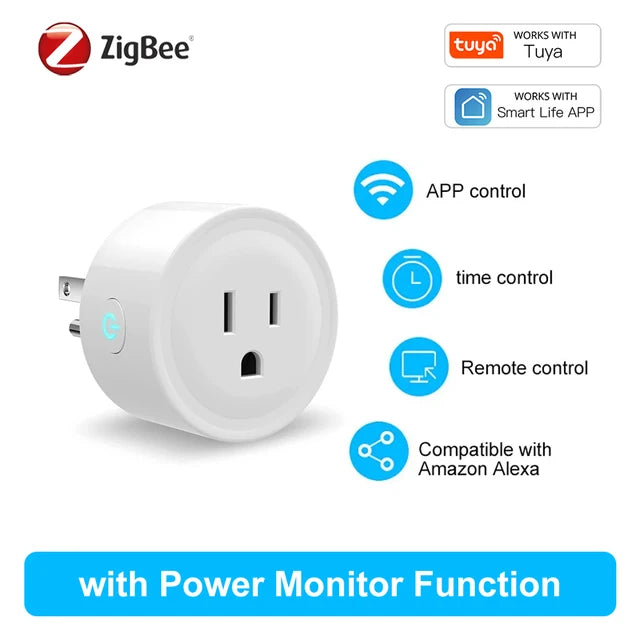 Tuya 16A Smart Plug Zigbee WiFi Socket US Canada Mexico Peru Japan Power Monitoring Timing Function Works With Alexa Google Home