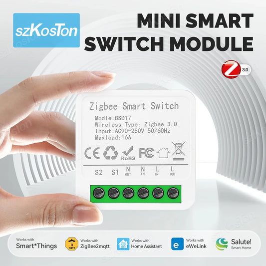 eWeLink App 16A Mini ZigBee Smart Switch DIY Breaker Relay Voice Control Smart Home Automation Support Alice Salute Alexa Google