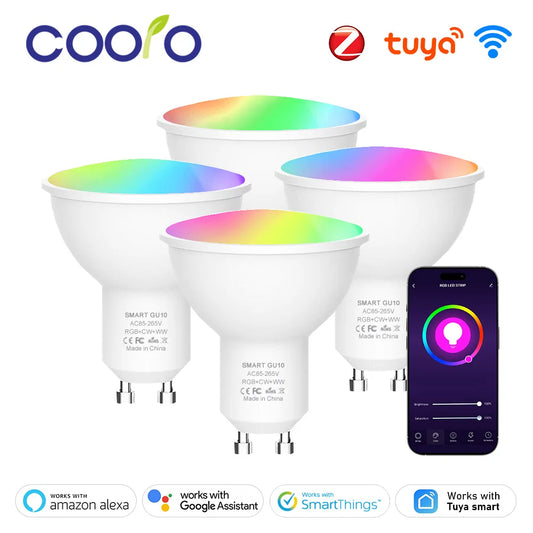 GU10 Spotlight Tuya ZigBee WiFi Smart LED Light Bulbs RGB C+W Dimmable Lamps Smart Life APP Control Google Alexa Voice Control
