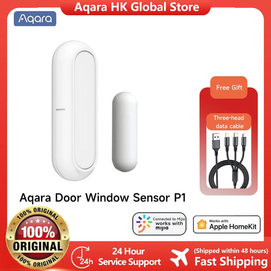 Aqara Door Window Sensor P1 Zigbee Garage Door Wireless Smart Magnetic Sensors Detector Compatible With Homekit & Aqara APP