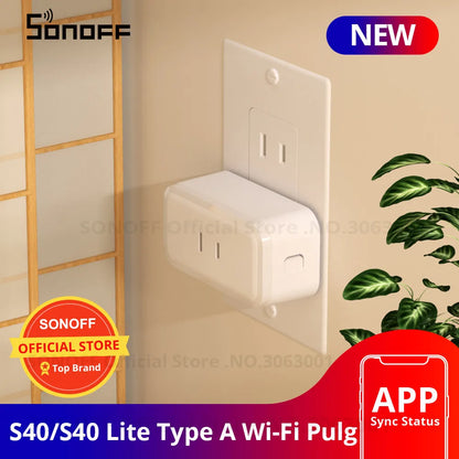SONOFF S40/ S40 Lite Type A Wifi Plug Smart Socket Wireless Remote Control Works with Alexa Google Home Voice , For eWeLink APP