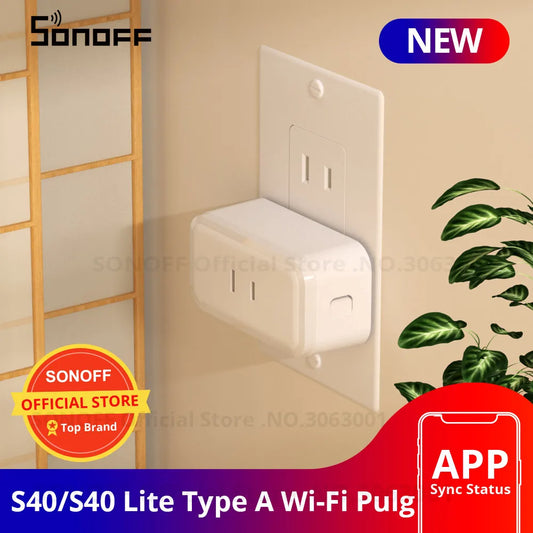 SONOFF S40/ S40 Lite Type A Wifi Plug Smart Socket Wireless Remote Control Works with Alexa Google Home Voice , For eWeLink APP