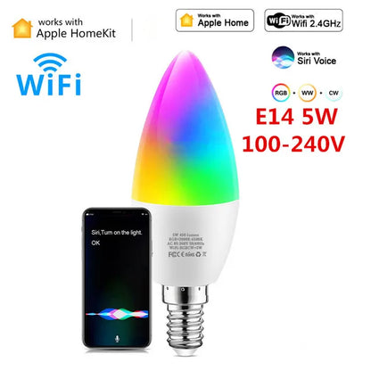 HomeKit Smart LED Lights Bulb E27 E14 GU10 RGB+CW WiFi Dimmable Colorful Lamp Cozylife APP Control Voice for Siri Alexa Google