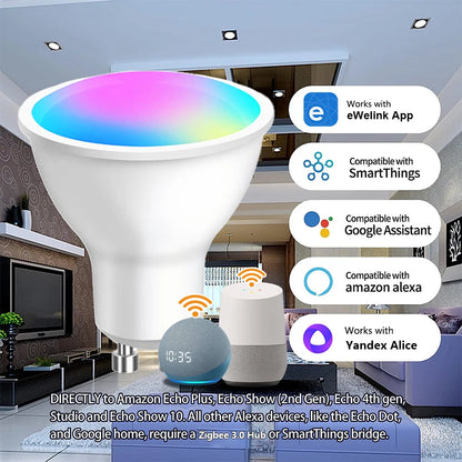 Ewelink GU10 Zigbee Led Light Bulb Wifi Smart Led Lamp RGB CW WW Spotlights Led Bulbs Work With Alexa Google Yandex Smartthings