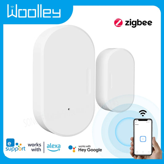 Woolley Zigbee Door Sensor Smart Home Security Window Detector Automatic Sliding Door Magnetic Contact Sensor Support Alexa