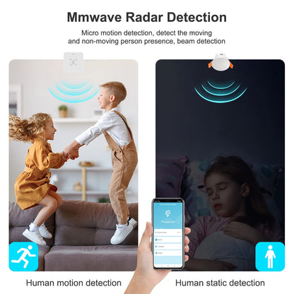 Tuya ZigBee Wireless MmWave Human Presence Motion Sensor With Luminance/Distance Detection Radar PIR Sensor For Home Automation
