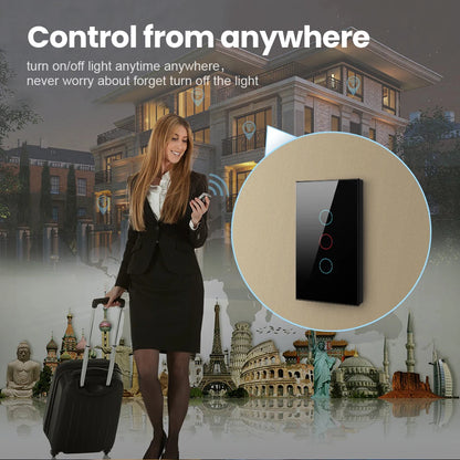 AVATTO Tuya Zigbee Wall Switch No Neutral Wire No Capacitor Required, Smart Light Switch 1/2/3 gang Works for Alexa /Google Home