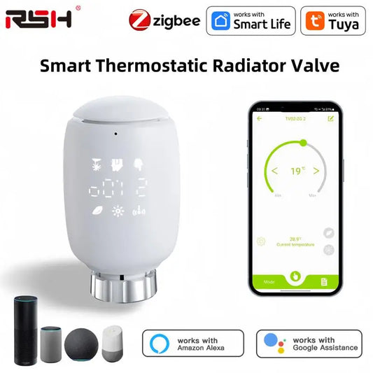 Tuya ZigBee Thermostatic Radiator Valve TRV Programmable Smart Life App Remote Temperature Controller with Alexa Google Home