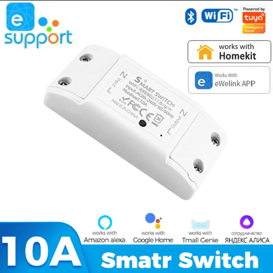 Tuya eWeLink APP WiFi Smart Switch 10A Controller Universal Breaker Smart Home Automation Works With HomeKit Alexa Google Alice
