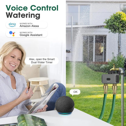 Insoma Automatic Water Timer with Gateway Dual Hose Garden Irrigation Watering System Remote Sprinkler Programmer support Alexa