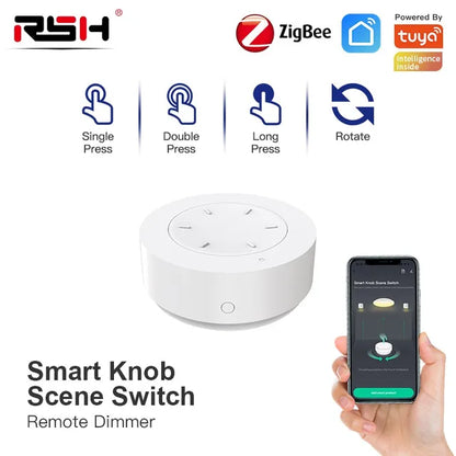 Tuya Zigbee Smart Knob Switch Smart Home Wireless Scene Remote Switch Button Controller Work With ZigBee Gateway Smart Life APP