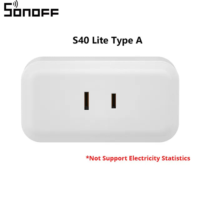 SONOFF S40/ S40 Lite Type A Wifi Plug Smart Socket Wireless Remote Control Works with Alexa Google Home Voice , For eWeLink APP