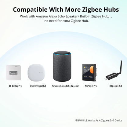 SONOFF ZBMINIL2 No Neutral Wire Required Smart Home Zigbee MINI 2 Way Switch Wireless eWeLink APP/Voice Control Switch Module