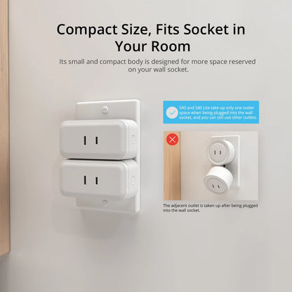 SONOFF S40/ S40 Lite Type A Wifi Plug Smart Socket Wireless Remote Control Works with Alexa Google Home Voice , For eWeLink APP