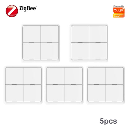 Tuya Zigbee 3.0 Wireless Scene Switch 4Gang 12 Modes Push Button Smart Home Remote Controller Automation Scenario Linkage Center