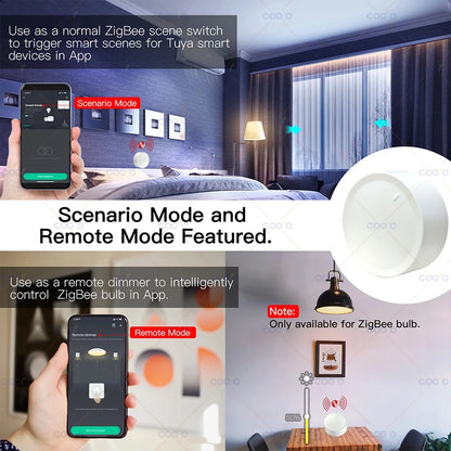 Tuya ZigBee Smart Knob Switch Wall Scene Switch Push Button Battery Powered Automation Scenario Remote Panel Smart Life App