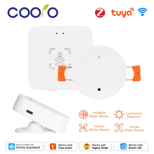 Tuya WiFi/ZigBee Smart Human Presence Detector MmWave 24G Radar Detection Motion Sensor for Home Security Energy Conservation