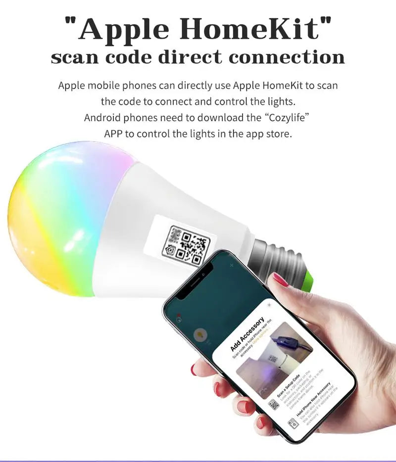 HomeKit Smart LED Lights Bulb E27 E14 GU10 RGB+CW WiFi Dimmable Colorful Lamp Cozylife APP Control Voice for Siri Alexa Google