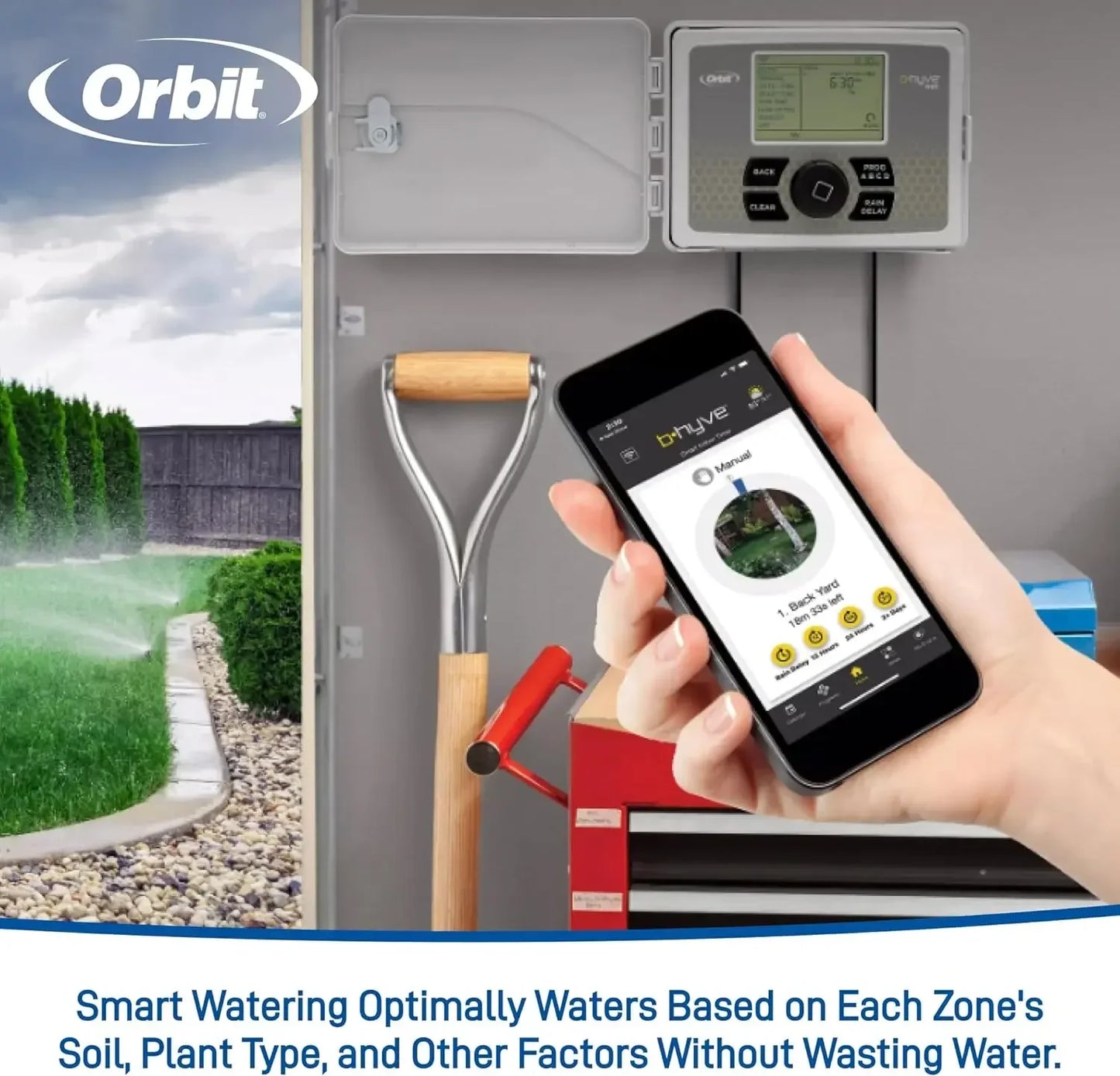 57946 B-hyve Smart Indoor/Outdoor 6-Station WiFi Sprinkler System Controller, Compatible with Alexa