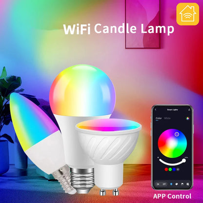 HomeKit Smart LED Lights Bulb E27 E14 GU10 RGB+CW WiFi Dimmable Colorful Lamp Cozylife APP Control Voice for Siri Alexa Google