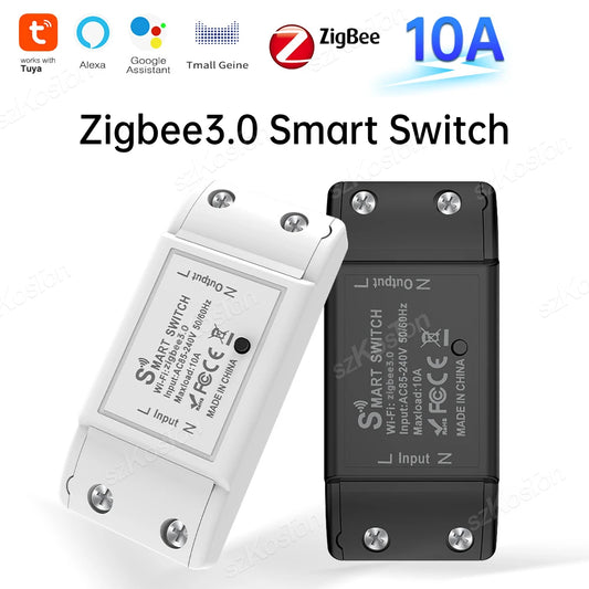 Tuya ZigBee 3.0 Smart Switch Breaker Timer LED Light Wireless Controller Smart Home Automation Relay Module Support Alexa Google