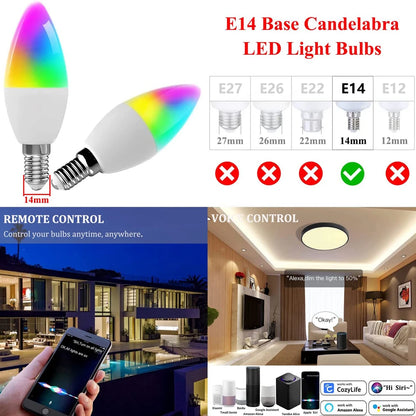 HomeKit Smart LED Lights Bulb E27 E14 GU10 RGB+CW WiFi Dimmable Colorful Lamp Cozylife APP Control Voice for Siri Alexa Google