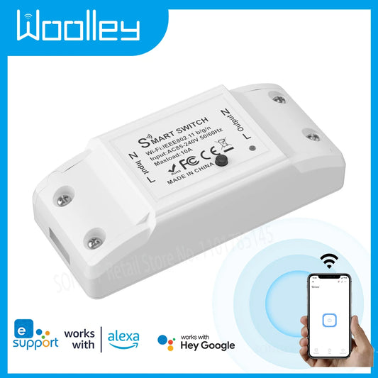 Woolley WiFi Bluetooth Smart Light Switch Universal Breaker Timer eWeLink APP Wireless Remote Control Works with Google Home