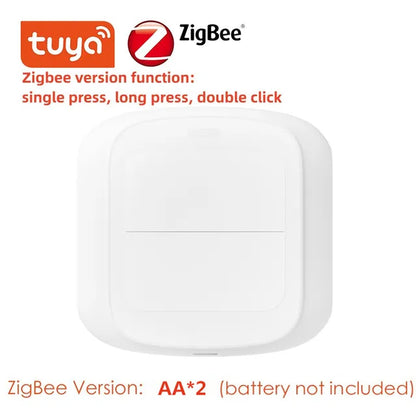 Tuya WiFi/ZigBee 2 Gang Wireless 6 Scene Switch Push Button Controller Battery Powered Automation Scenario for Tuya Devices