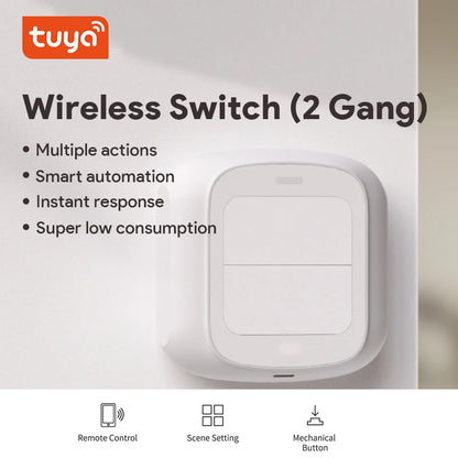 Tuya WiFi/ZigBee 2 Gang Wireless 6 Scene Switch Push Button Controller Battery Powered Automation Scenario for Tuya Devices