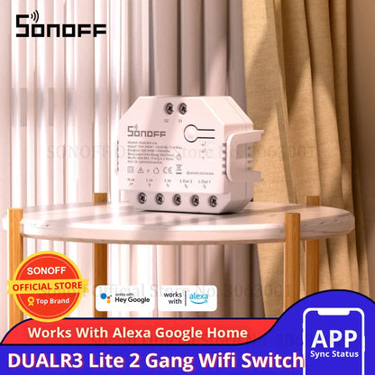 Sonoff Dual 2CH Wifi Switch Dual Lights Controlled Remote Wifi Switch Control Two Devices Smart Wireless Switch Works With Alexa