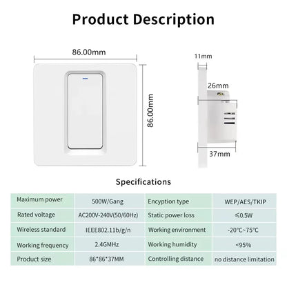 Homekit Smart Light Switch WiFi Wall Switch Push Button 1-3Way Switch Works with Apple HomeKit Siri WiFi Wall Light Switches