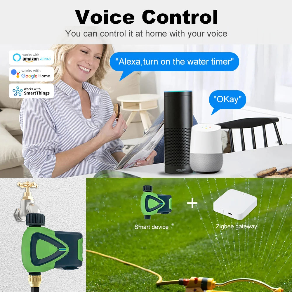 Tuya Zigbee Smart Automatic Water Timer Garden Irrigation Machine Intelligent Sprinkler Programmer Save Water Google Home Alexa