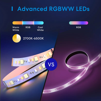 Meross HomeKit Smart Strip Light WiFi LED Light Strip RGBWW TV Backlight 18W Work with Siri Alexa Google Assistant SmartThings