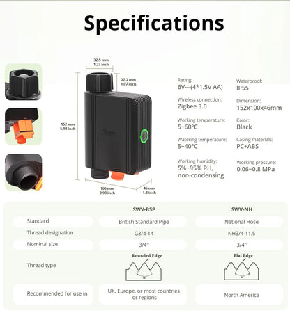 SONOFF SWV Zigbee 3.0 Smart Water Valve Controller Smart Home Automate Irrigation Assistant Timer Control Via Alexa Google Home