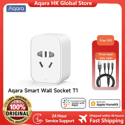 Aqara Smart Wall Socket T1 Smart Plug Zigbee 3.0 Remote Control Wireless Socket Work With HomeKit Aqara Home APP ZNCZ15LM