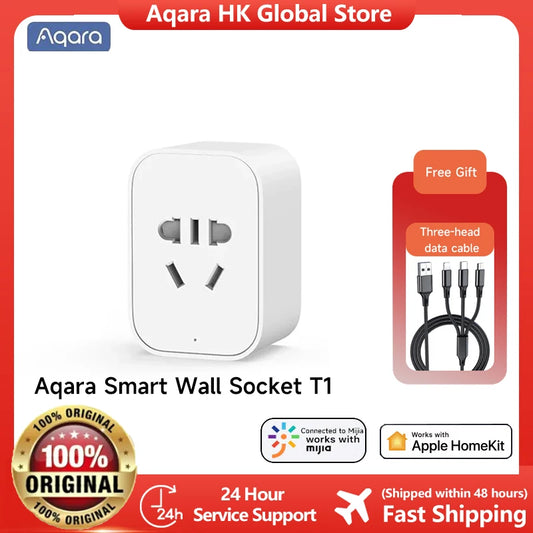 Aqara Smart Wall Socket T1 Smart Plug Zigbee 3.0 Remote Control Wireless Socket Work With HomeKit Aqara Home APP ZNCZ15LM