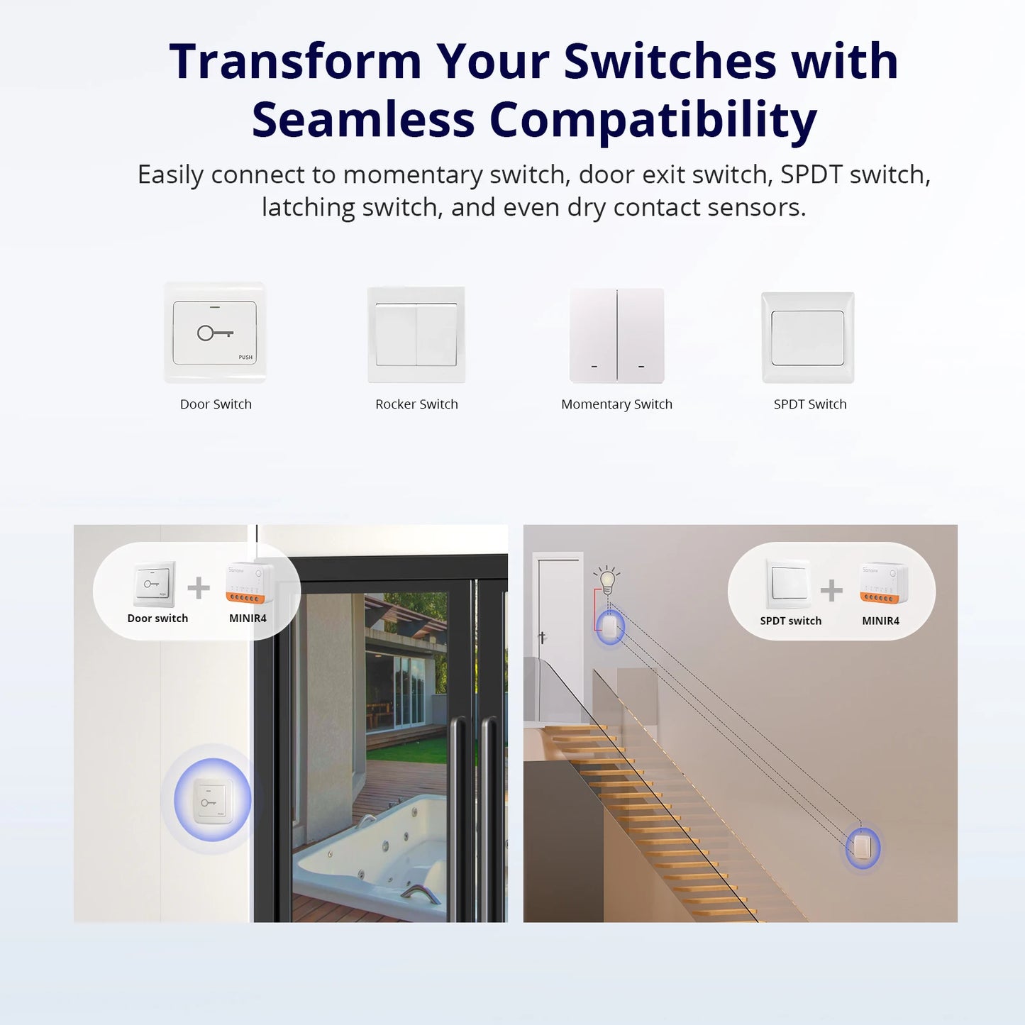 SONOFF MINIR4 Wifi MINI Smart Home Switch Supports External Switch Detach Relay Mode Wi-Fi Remote Control via eWeLink APP Alexa