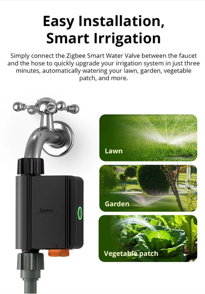 SONOFF SWV Zigbee 3.0 Smart Water Valve Controller Smart Home Automate Irrigation Assistant Timer Control Via Alexa Google Home