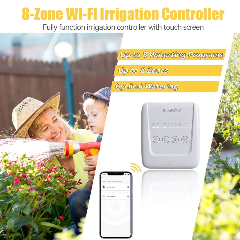 RAINPOINT 8 Zone WIFI Smart Garden Irrigation Controller Watering Timer ,Water Valve Irrigation Watering Controller