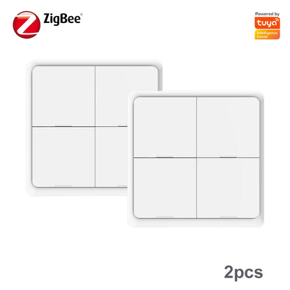 Tuya Zigbee 3.0 Wireless Scene Switch 4Gang 12 Modes Push Button Smart Home Remote Controller Automation Scenario Linkage Center