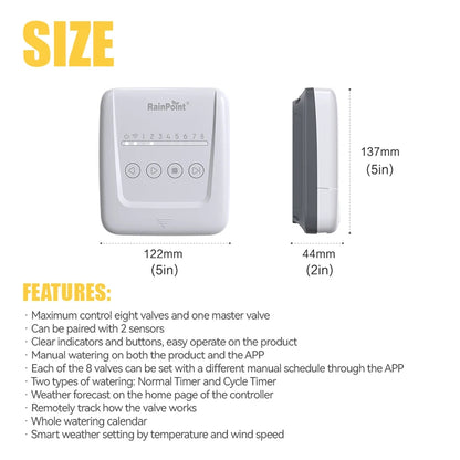 RAINPOINT 8 Zone WIFI Smart Garden Irrigation Controller Watering Timer ,Water Valve Irrigation Watering Controller