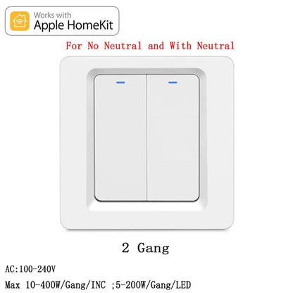 Homekit Smart Light Switch WiFi Wall Switch Push Button 1-3Way Switch Works with Apple HomeKit Siri WiFi Wall Light Switches