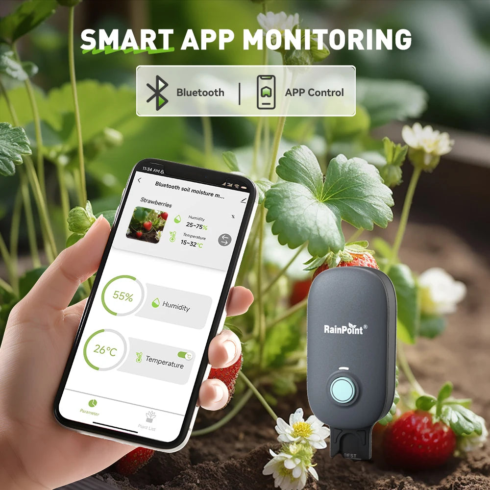 Smart Soil Moisture Meter Tuya App Control Soil Tester Temperature Humidity Sensor for Gardens Potted