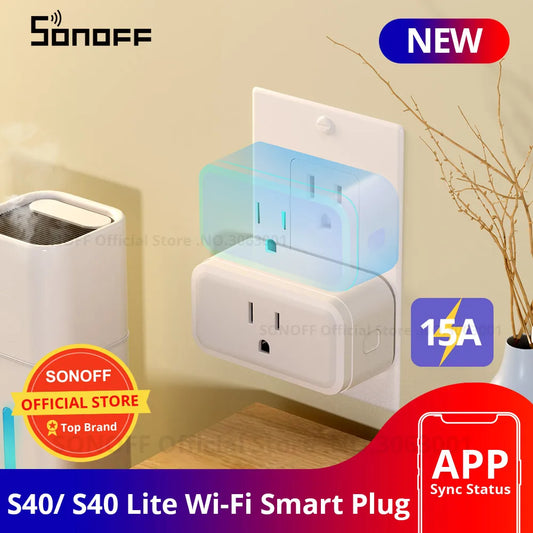 SONOFF S40/ S40 Lite 15A WiFi Smart Plug Type B MINI Wi-Fi Socket Outlets Bluetooth Pairing works Alexa Google Home SONOFF R5