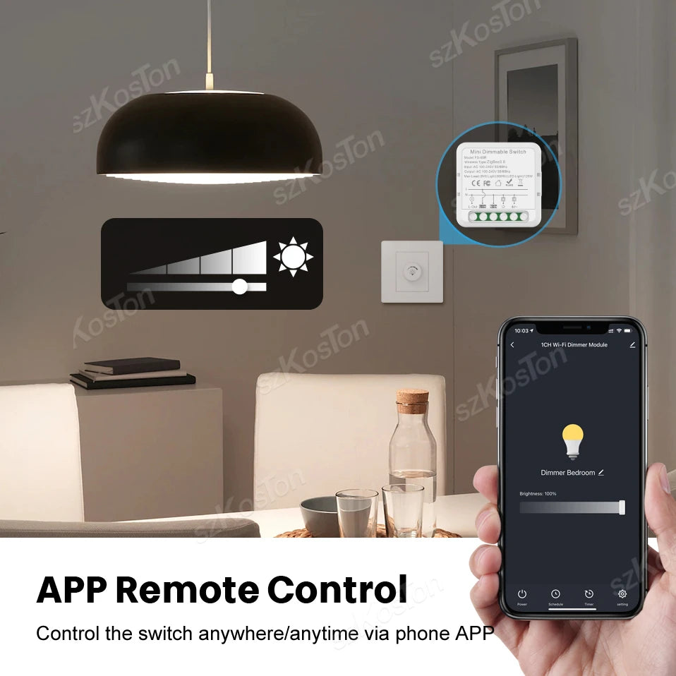 Tuya ZigBee WiFi Smart Dimmer Switch Module Supports Two Way Control Breaker Works with Alexa Alice Google Home, Need Neutral