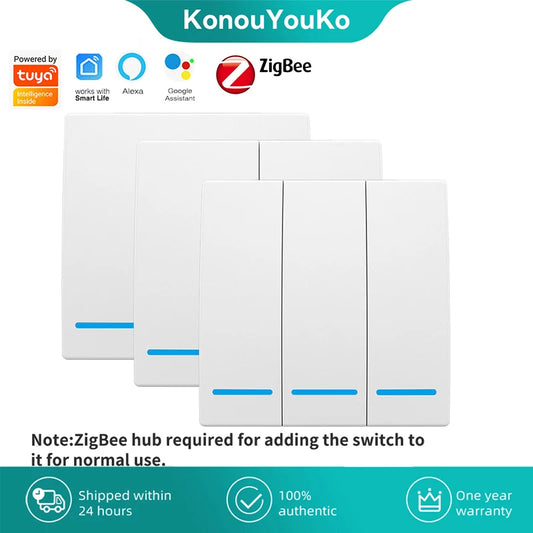 Tuya ZigBee 3.0 Smart Scene Switch Wireless Wall Scene Switch Push Button Voice Control for Alexa Google Need ZigBee Gateway Hub