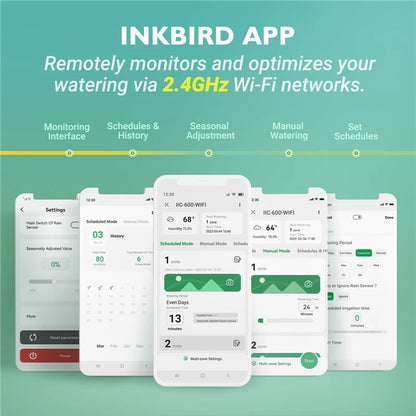 INKBIRD WIFI Smart Sprinkler Controller Programmable System 6 Zone Digital LCD Watering Timer Irrigation Monitor Free App