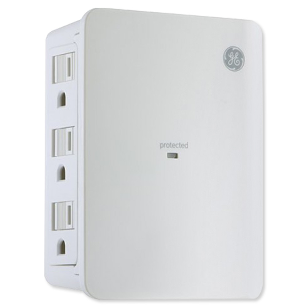 GE 6-Outlet Surge Tap, 1500J, Side Access, White