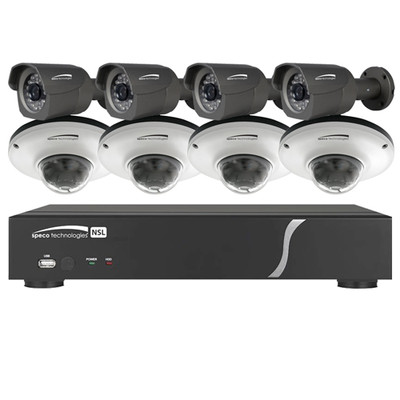 Speco Zip Kit: 8-Channel Network Video Recorder (NVR) with 4 Dome & 4 Bullet Cameras